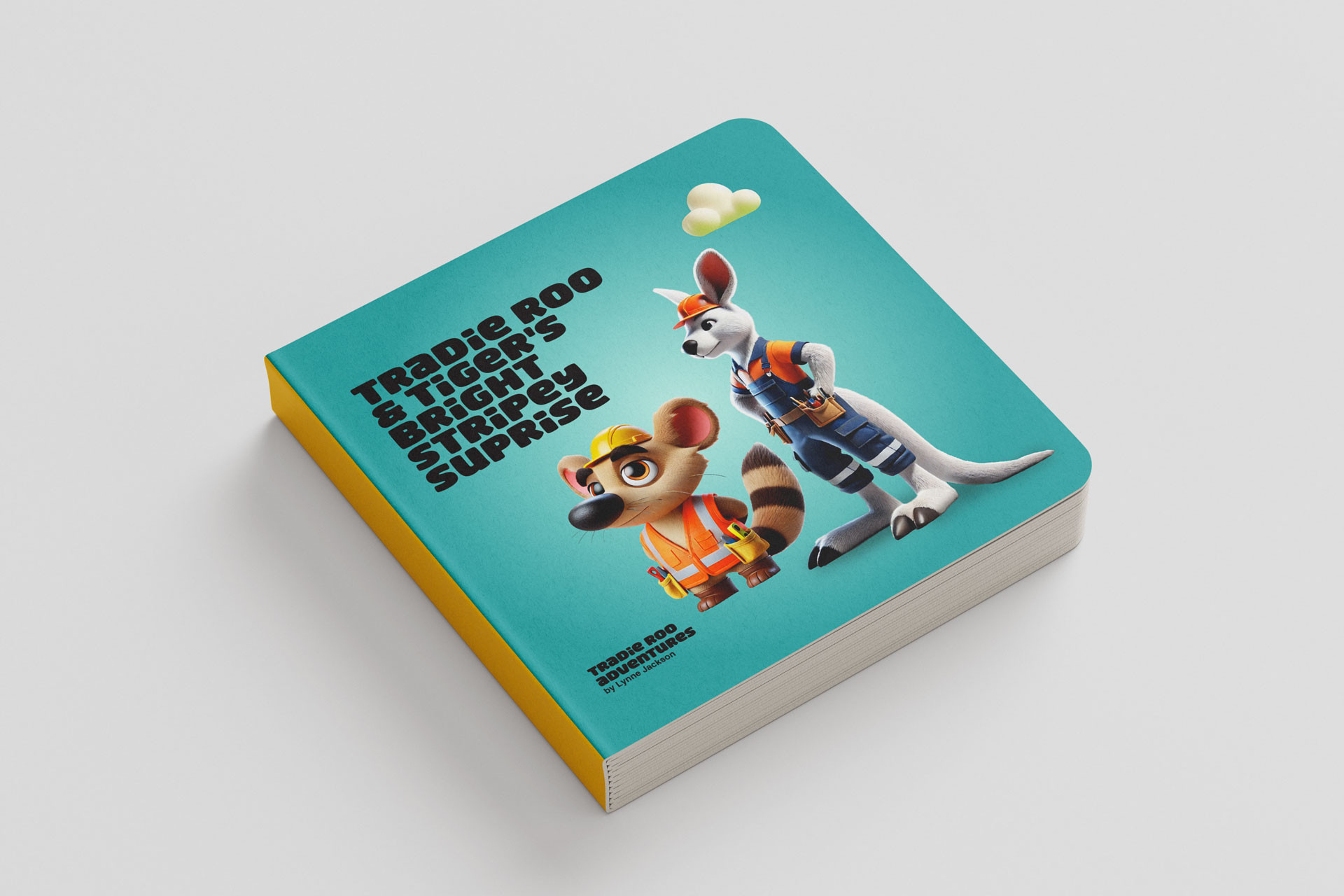 Tradie Roo and Tiger's Bright, Stripey Suprise Hard Backed Book