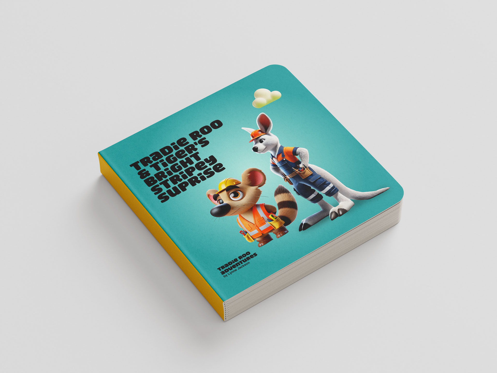 Tradie Roo and Tiger's Bright, Stripey Suprise Hard Backed Book