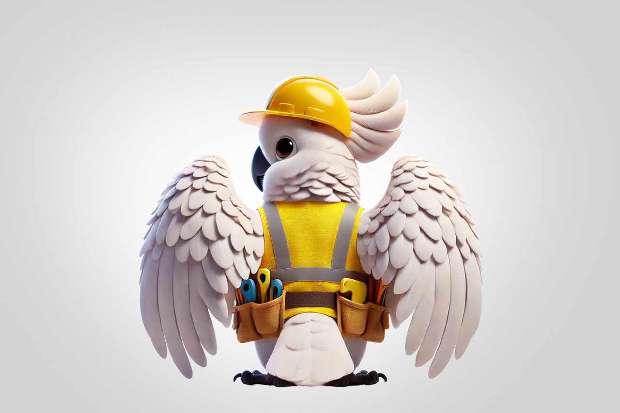 Cockatoo the Spotter – Loud & Loyal Tradie Roo Character