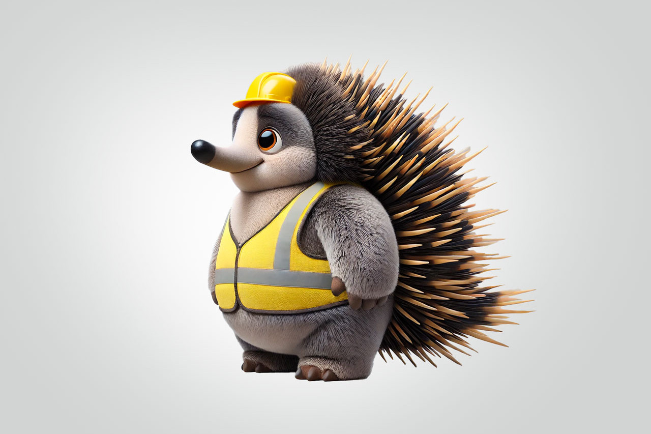 Echidna the Security Guard – Tradie Roo Character